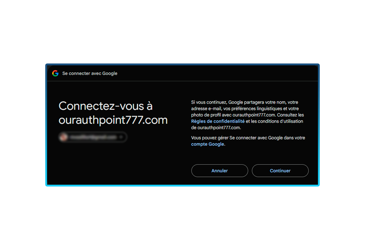 Confirmez l'autorisation pour finaliser l'enregistrement